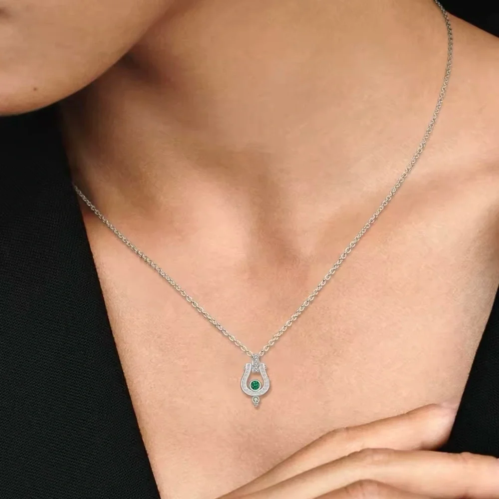 New .925 Sterling and Emerald Necklace